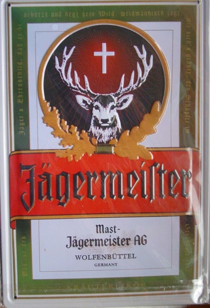 JAGERMEISTER REKLAME -METAAL-, Verzamelen, Merken en Reclamevoorwerpen, Ophalen of Verzenden