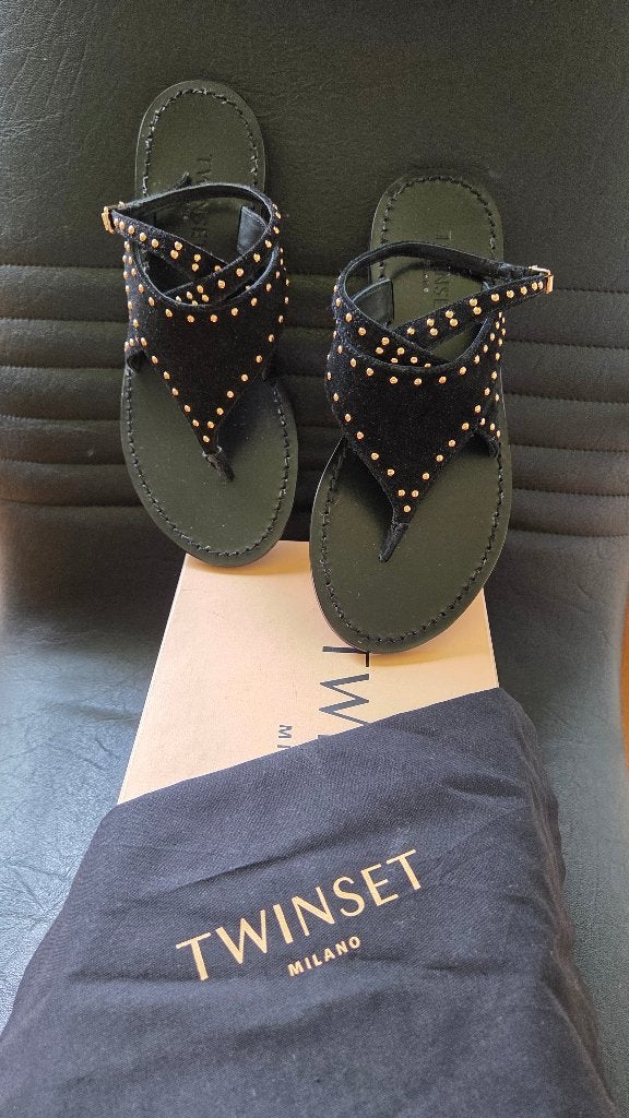Nieuwe zwarte sandalen Twinset Milano 37, Kleding | Dames, Schoenen, Verzenden, Zwart, Nieuw, Sandalen of Muiltjes