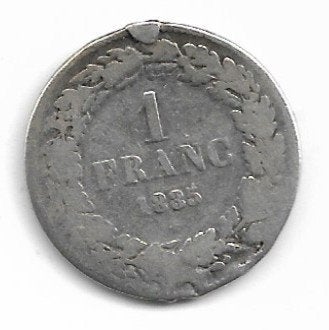 Belgique : 1 franc 1835 - honoré = morin 24, Monnaie en vrac, Argent, Argent, Envoi