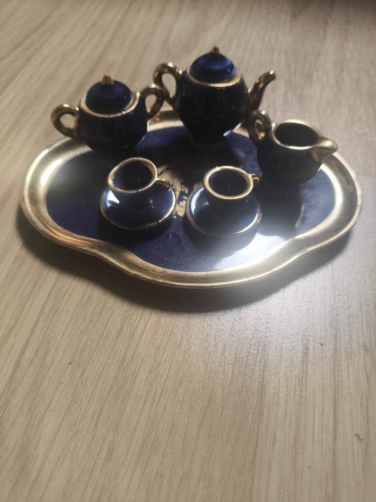 Prachtig Vintage Limoges Miniatuur Theeservies – Kobaltblauw, Ophalen of Verzenden