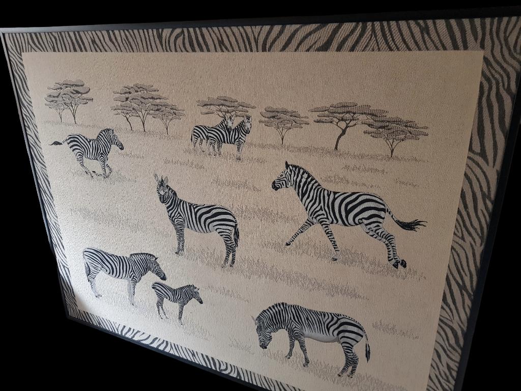 Zeer groot canvas - Zebra's op de savanne, Huis en Inrichting, Ophalen, Overige typen, 125 cm of meer, Zo goed als nieuw