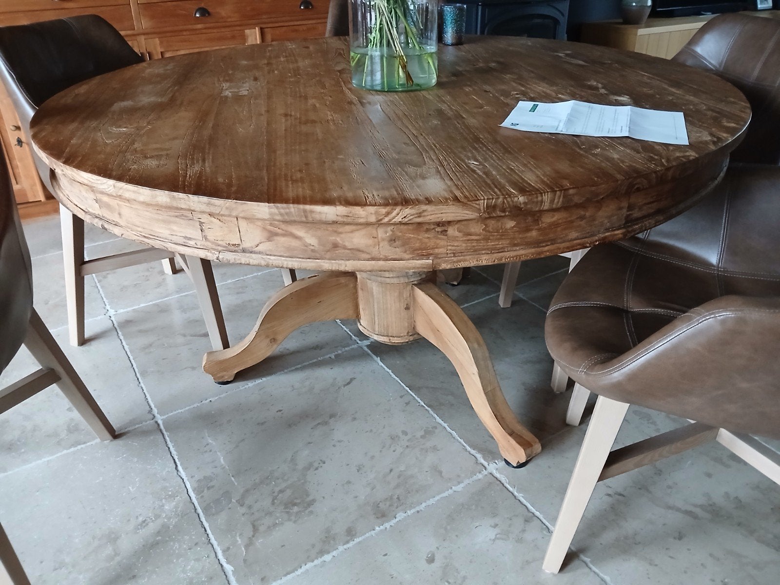 eetkamertafel teak massief, Ophalen, Vijf personen of meer, Teakhout, Rond