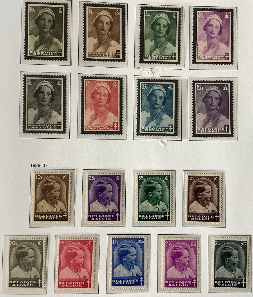 411-418/438-445. 1935/36. Postfris. Astrid/B. OBP: 55,00 eur, Sans timbre, Neuf, Non oblitéré, Gomme originale
