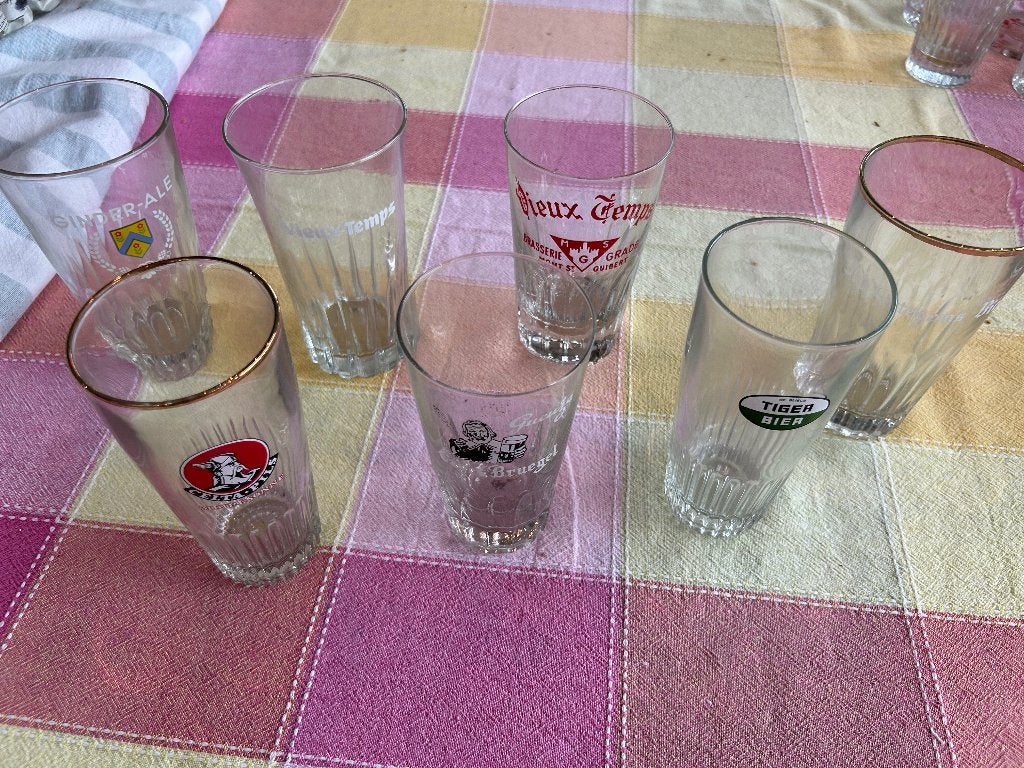 40 tal echte oude bierglazen, Verzamelen, Ophalen, Gebruikt, Glas of Glazen, Overige merken
