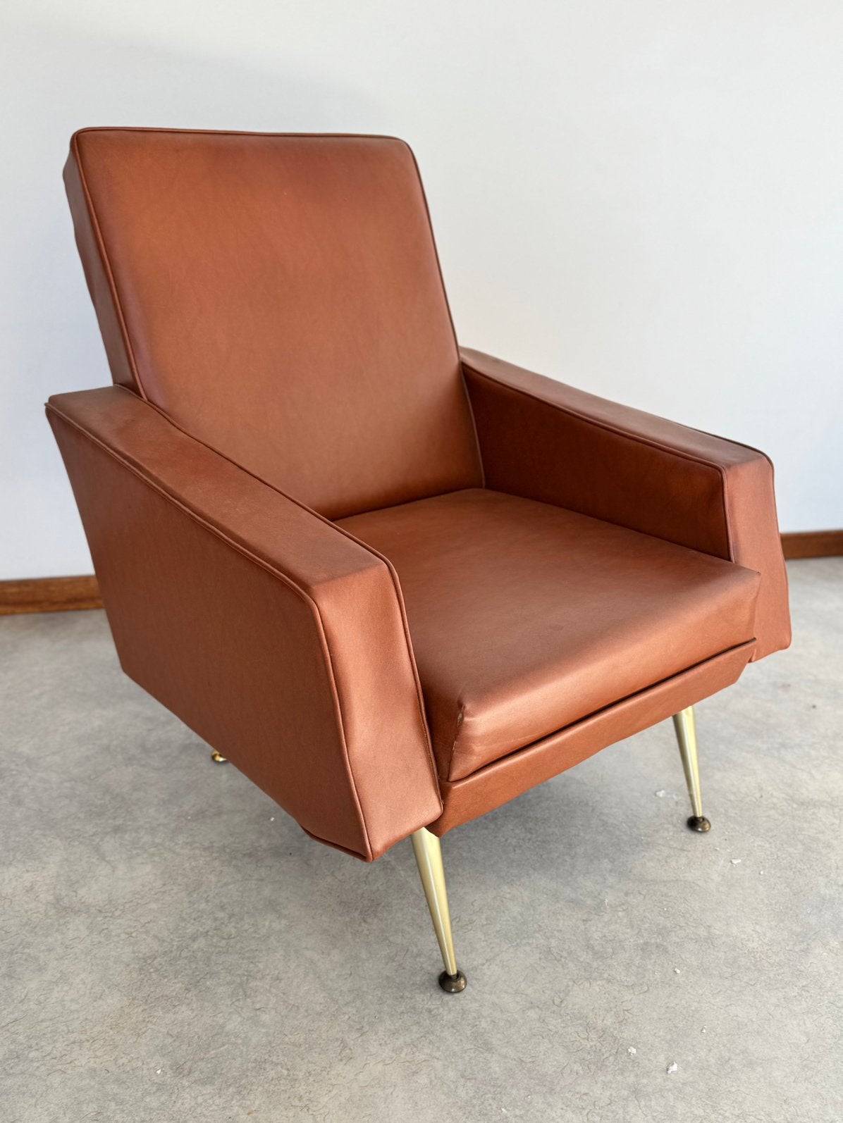 Vintage zetel, Ophalen, Gebruikt, 50 tot 75 cm, Leer