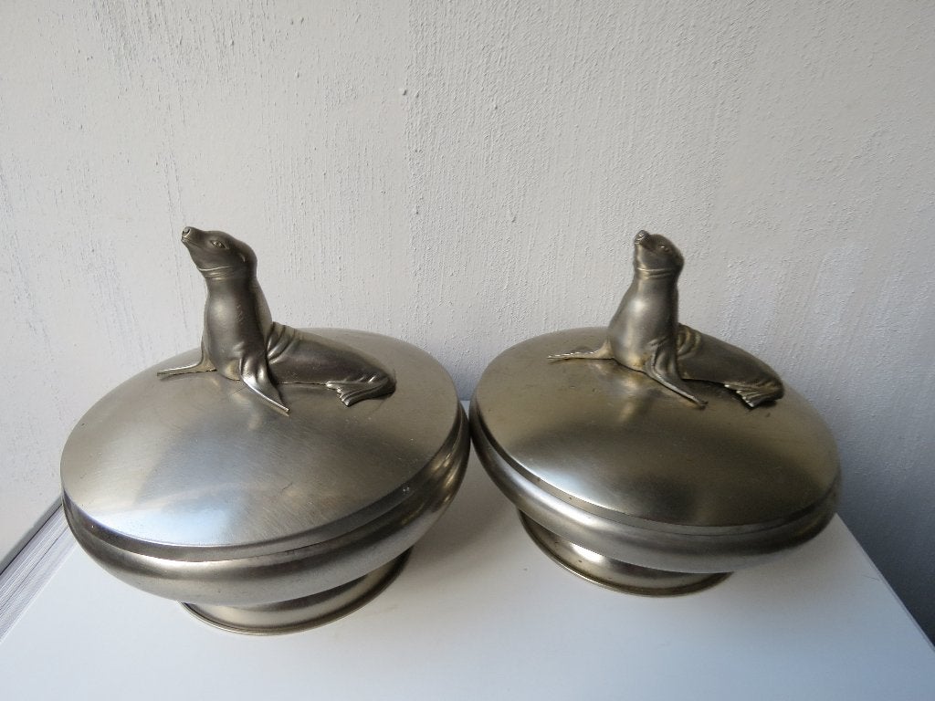 set van 2 schaaltjes zeehond, jaren 30, Antiek en Kunst, Ophalen of Verzenden