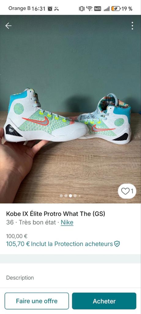 Baskets Kobe pointure 36, Enlèvement ou Envoi