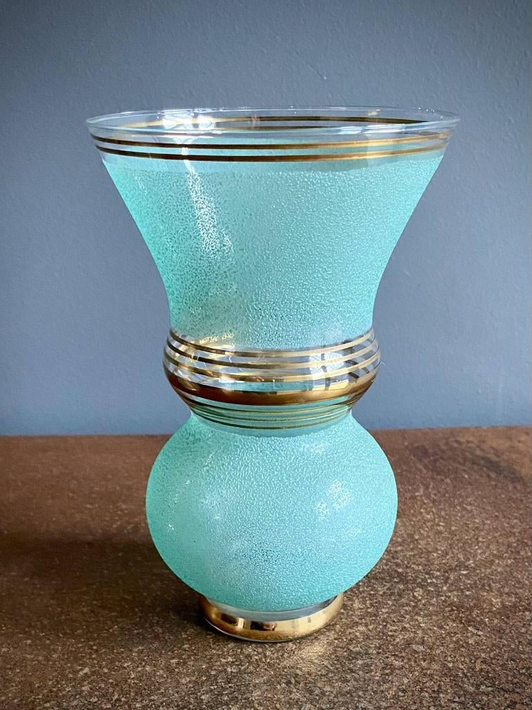 Vintage Art Deco vergulde glazen vaas uit 1930, Ophalen of Verzenden