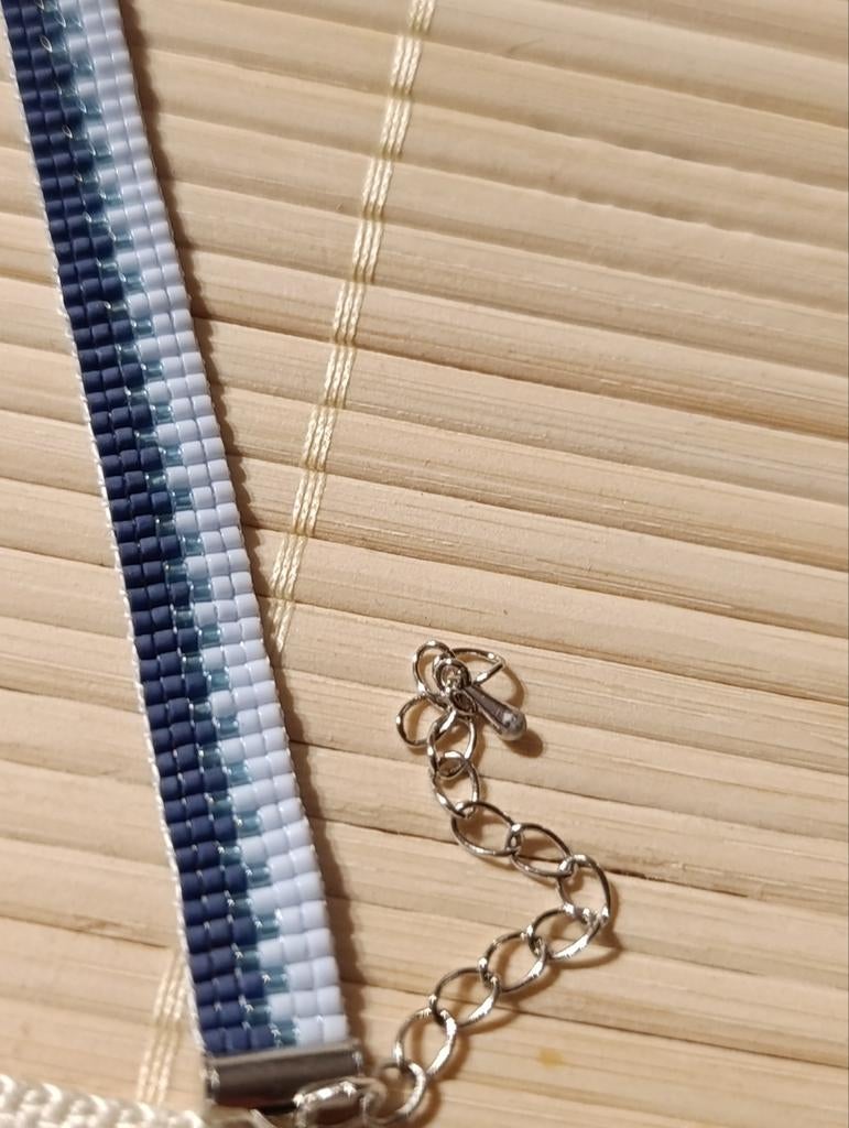 Bracelet bleu tissage de perles miyuki ajustable, Envoi, Bleu