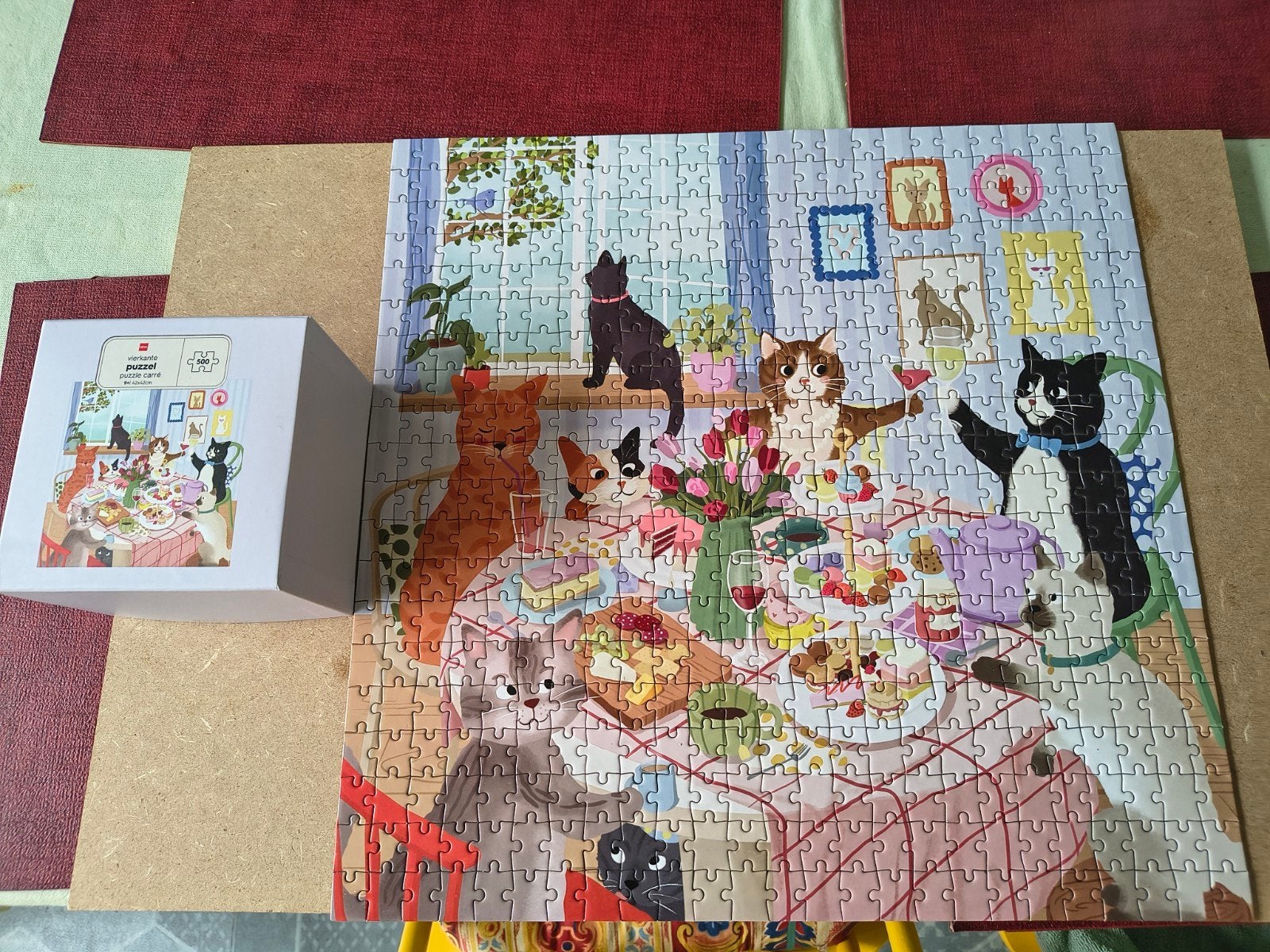2 super leuke puzzels van honden en katten, 500 stuks, Hobby en Vrije tijd, Ophalen, 500 t/m 1500 stukjes, Zo goed als nieuw, Legpuzzel