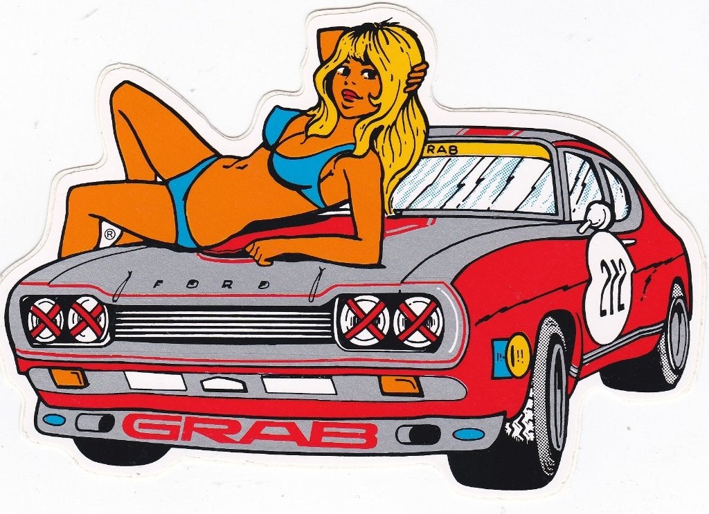 Retro Ford Capri pin up sticker, Verzamelen, Verzenden, Zo goed als nieuw