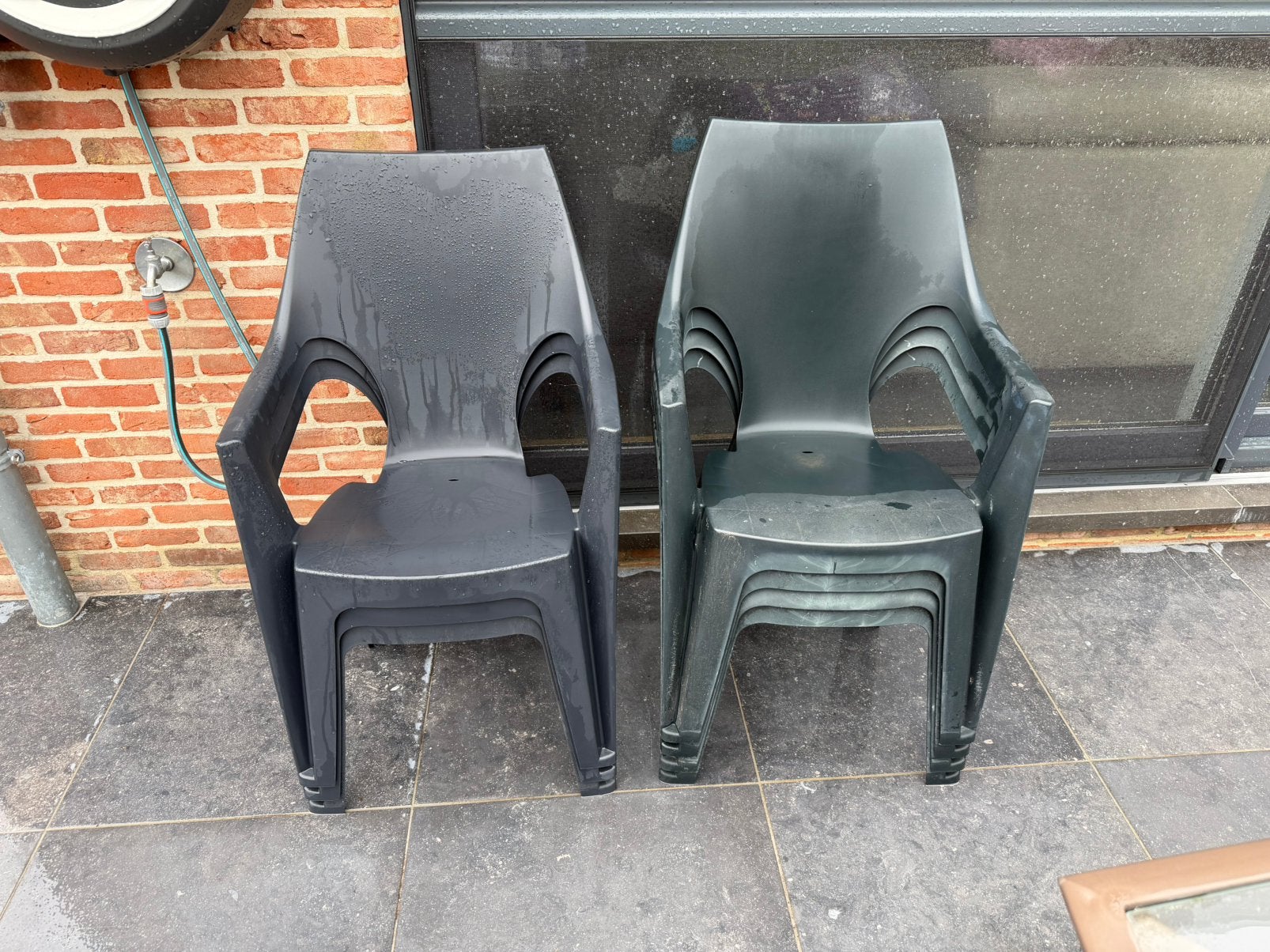 Plastieke tuinstoelen, Tuin en Terras, Ophalen, Gebruikt, Plastic, Stapelbaar