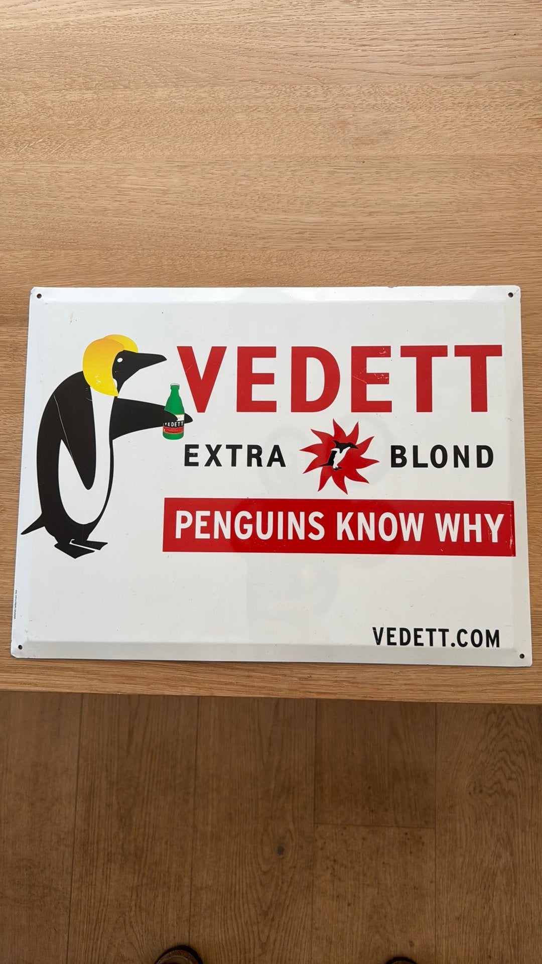 Vedett Reclamebord, Ophalen of Verzenden, Zo goed als nieuw, Reclamebord, Plaat of Schild, Overige merken