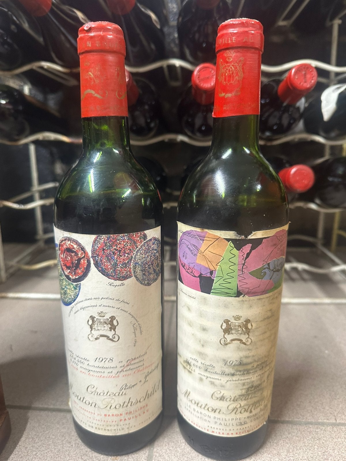 2 flessen Chateau Mouton Rotschild, Verzamelen, Ophalen, Gebruikt