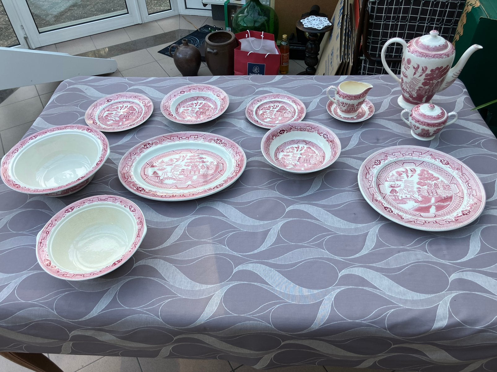 Servies Poselein Willow Victoria, Antiek en Kunst, Ophalen