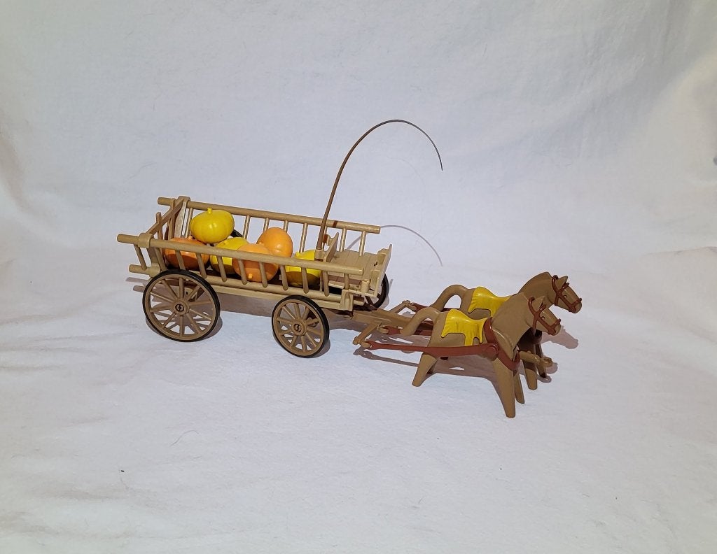 Playmobil huifkar met 2 paarden en pompoenen, Enlèvement ou Envoi, Utilisé, Pièces détachées, Véhicule