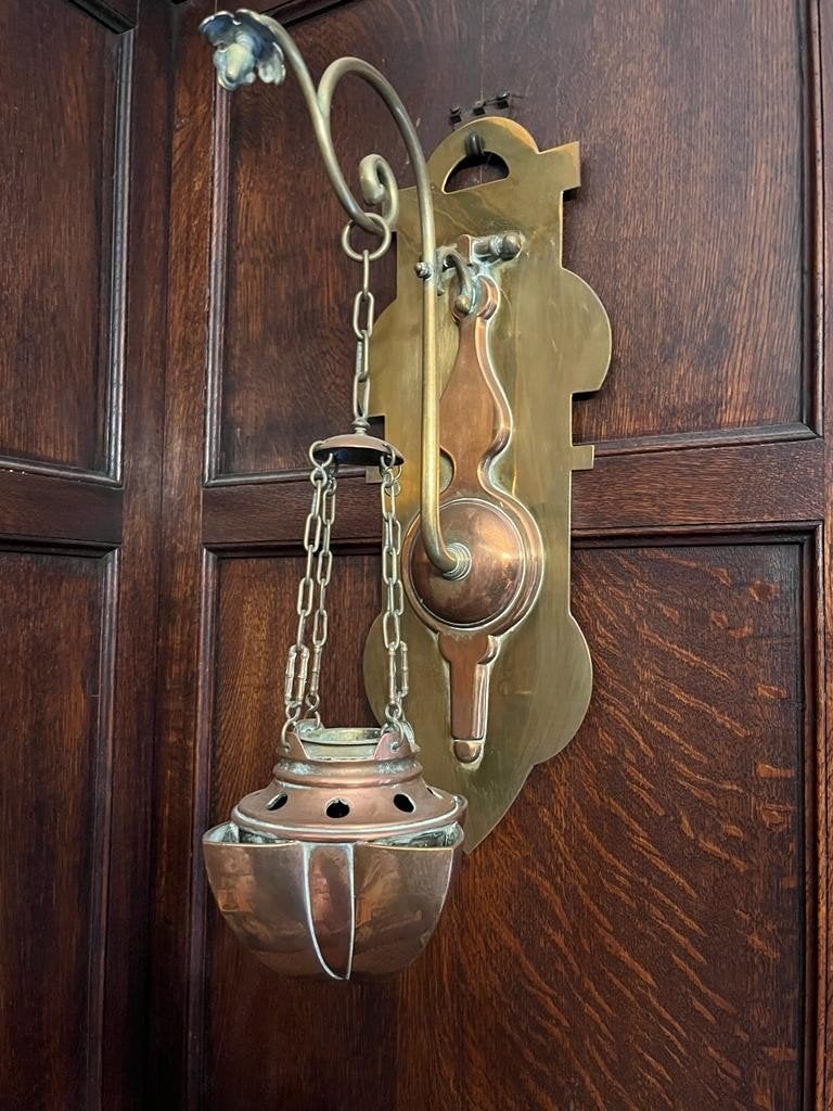Oud messing/koperen wierookvat in uitstekende staat (+/- 50c, Antiek en Kunst, Ophalen, Koper