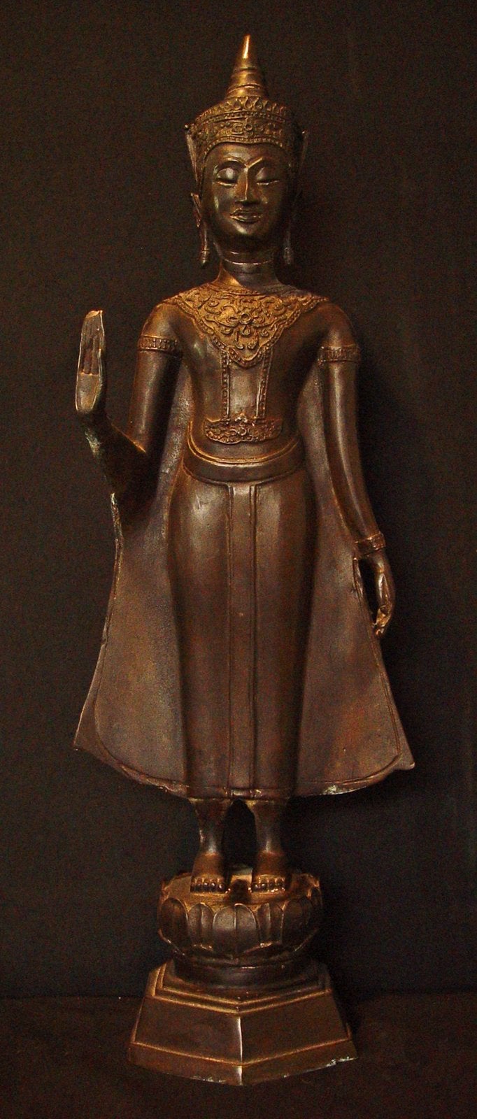 Bouddha roi Ayuthaya en bronze, Maison & Meubles, 60 cm, Marron, Avec socle, Autres matériaux