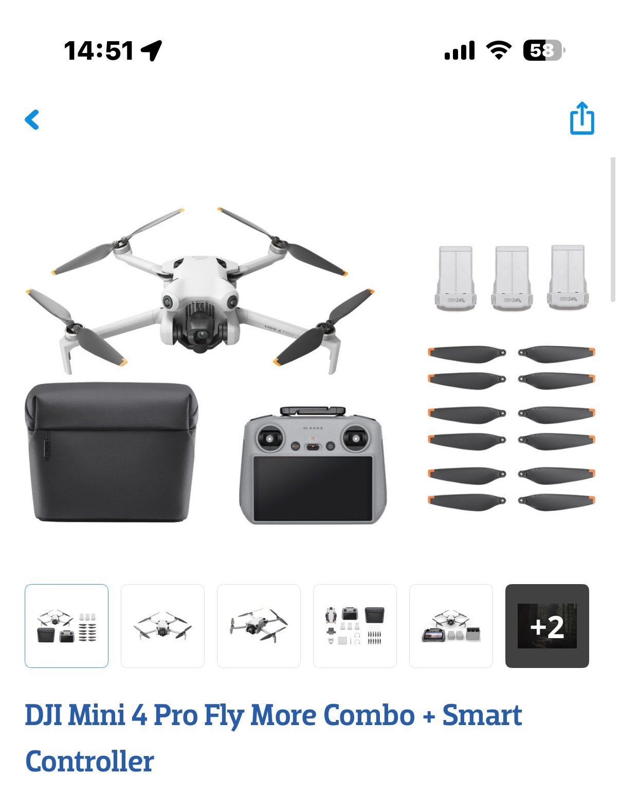 DJI Mini 4 Pro Fly More Combo + DJI RC 2, Ophalen of Verzenden, Zo goed als nieuw, DJI