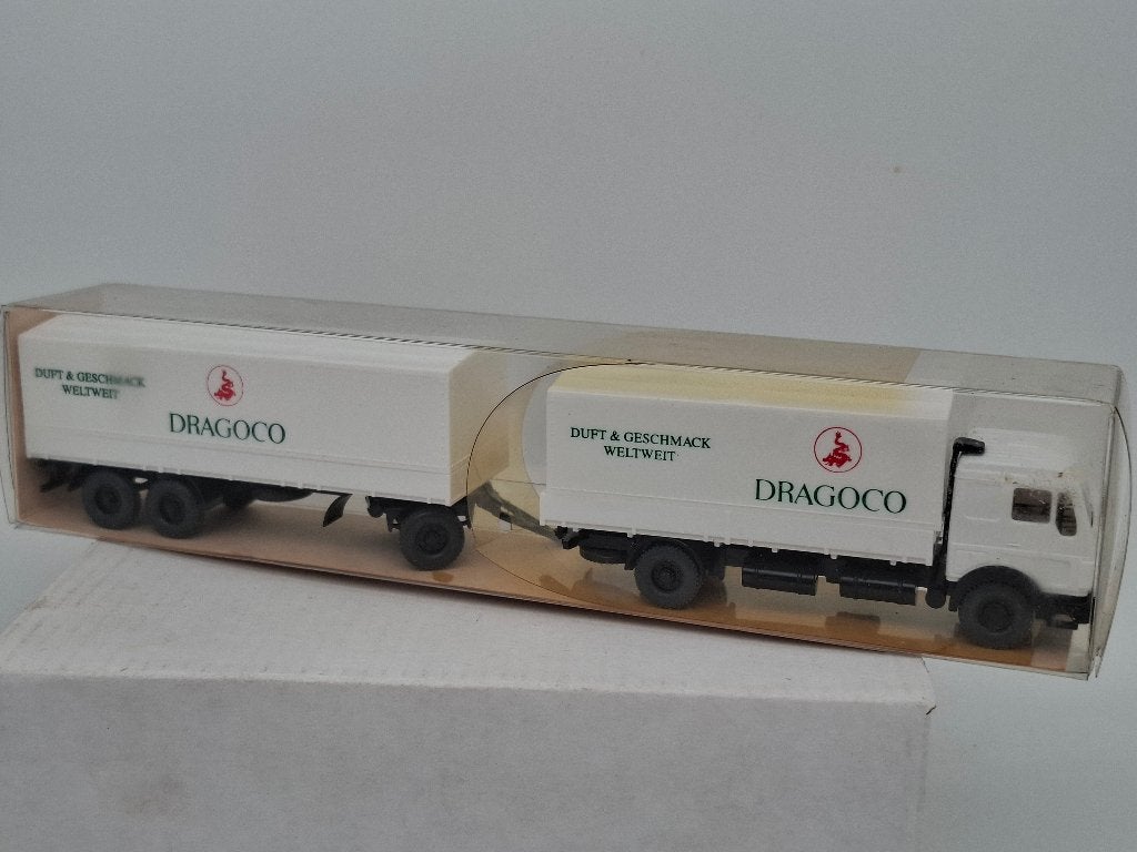 Mercedes truck huif combi Dragoco - Wiking 1/87, Verzenden, Zo goed als nieuw, Bus of Vrachtwagen, Wiking