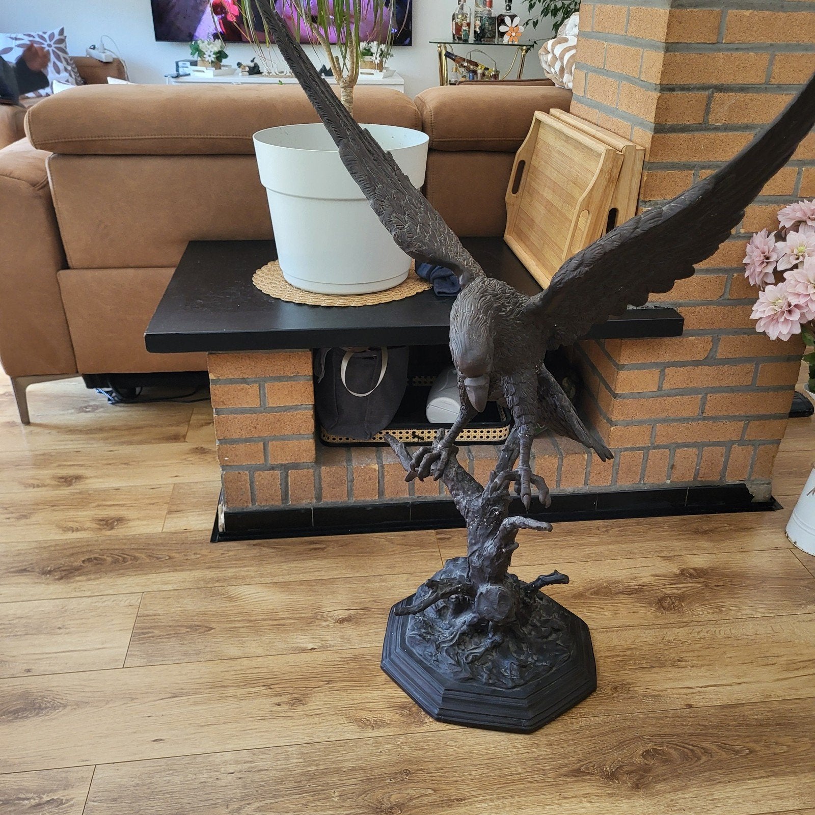 Bronze arend 104 cm getekent, Antiek en Kunst, Ophalen