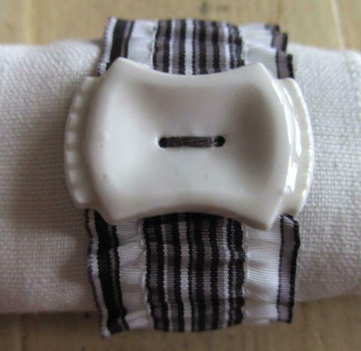Servetringen zwart / wit, grote Franse porseleinen knoop, -, -, Nieuw, Ophalen of Verzenden