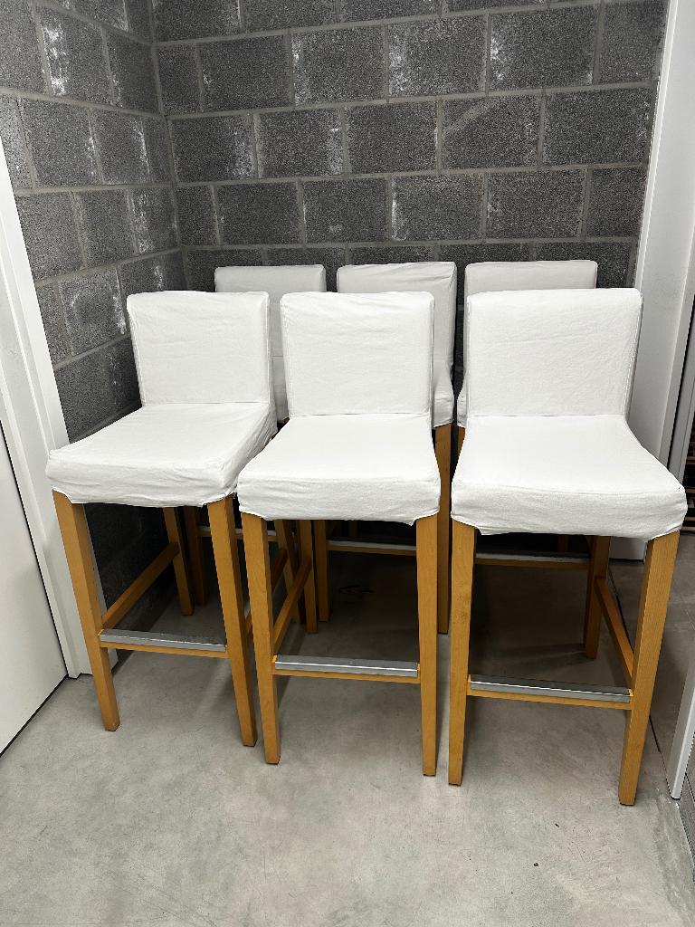 Lot de 6 tabourets HENRIKSDAL IKEA, Maison & Meubles, Tabourets de bar, 90 cm ou plus, Avec repose-pieds, Enlèvement, Utilisé