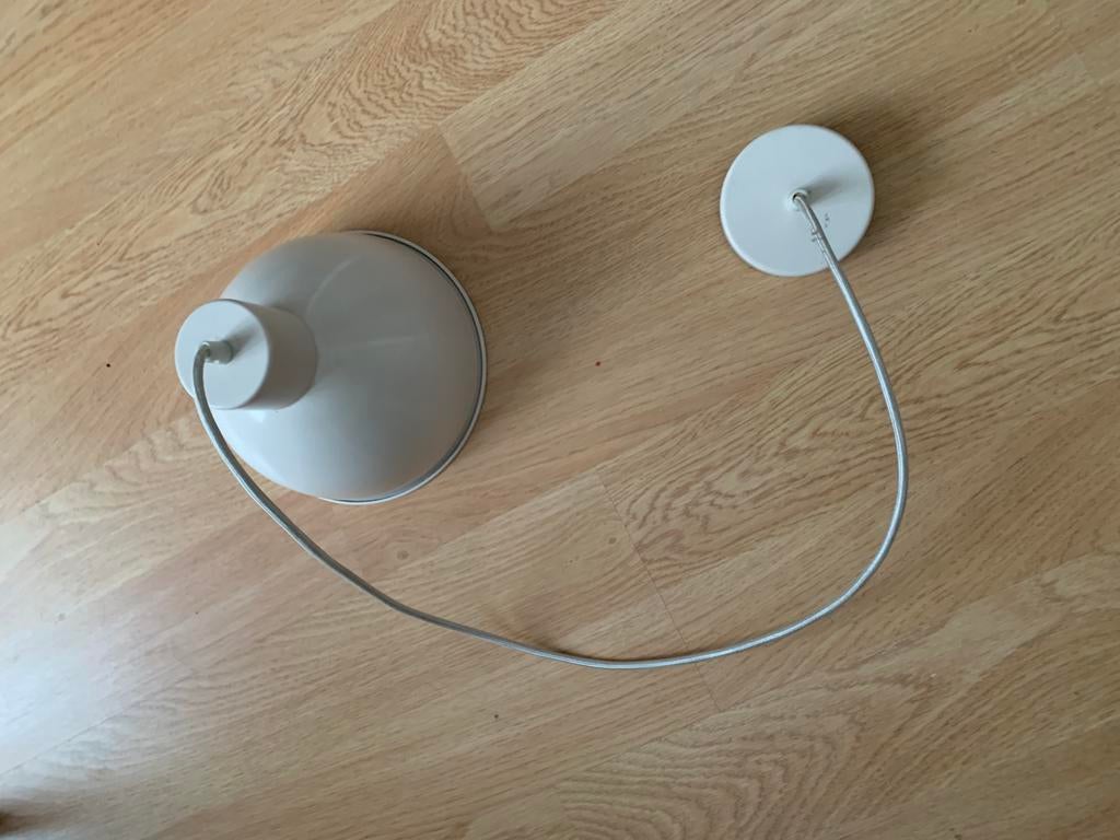 Plafondlamp/luster wit met kap, Ophalen, Zo goed als nieuw, Metaal
