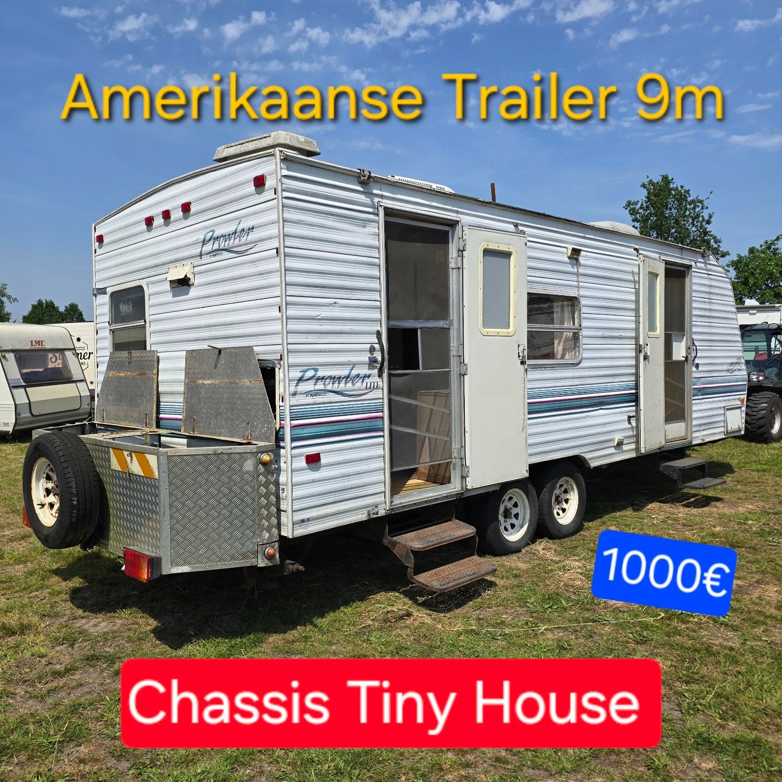 Châssis de caravane, petite maison, 9 m, remorque américaine, Caravanes & Camping, Enlèvement