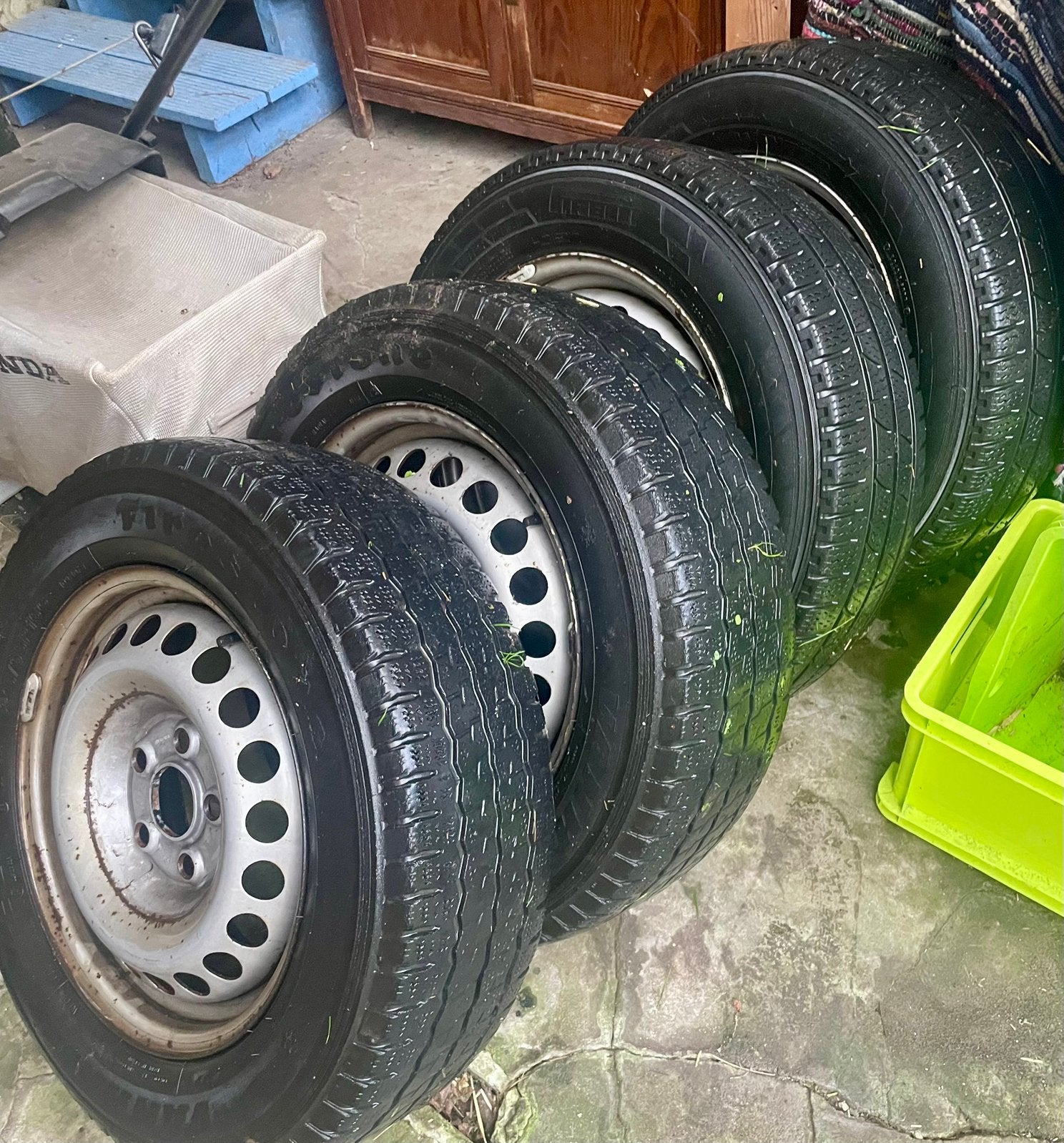 4 x velgen & winterbanden voor VW Transporter 215/65 R16c, Enlèvement, Utilisé