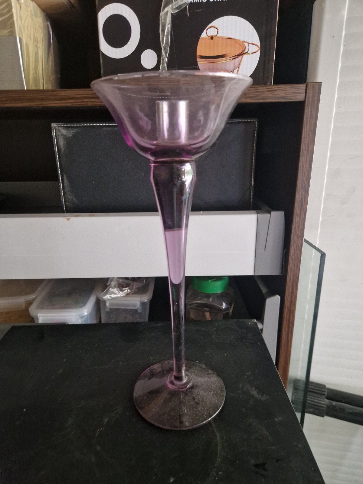 Élégant verre coupe vintage teinté mauve/lavande style rétro, Verre