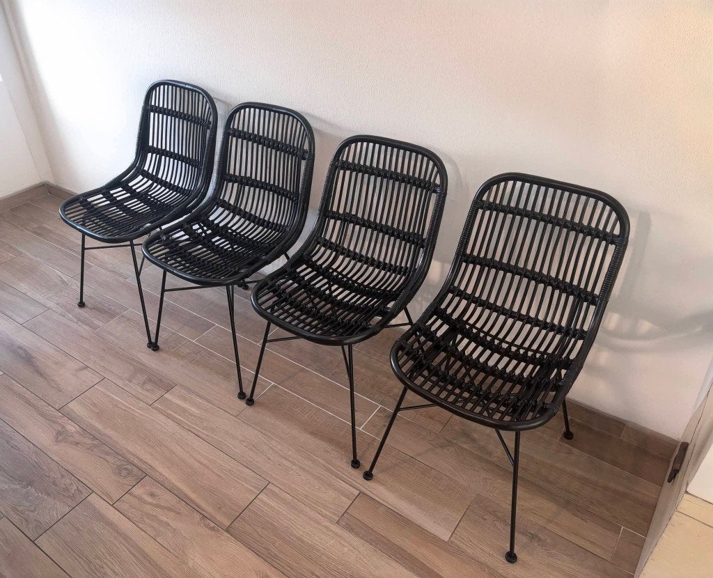 Lot chaises en rotins gris anthracite, Maison & Meubles, Chaises, Gris, Comme neuf, Enlèvement, Cinq, Six Chaises ou plus