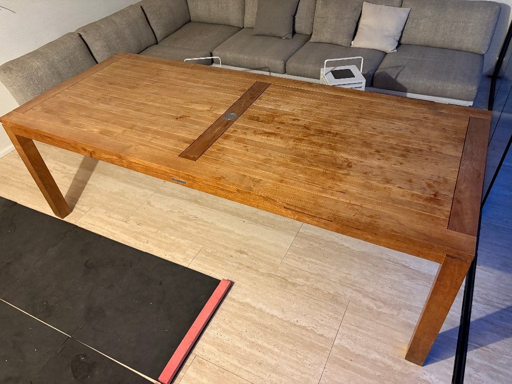 tuintafel in teak hout 240 x 100cm, Tuin en Terras, Ophalen, Gebruikt, Rechthoekig, Teakhout