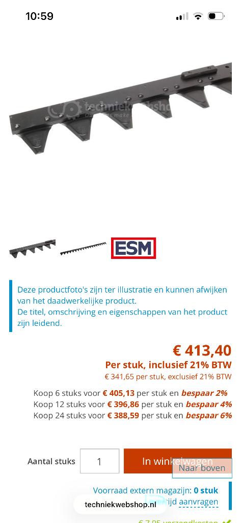 Esm Bovenmes akkerbouw 2 x stuks 260.2580 214 cm en, Ophalen of Verzenden, Akkerbouw, Oogstmachine
