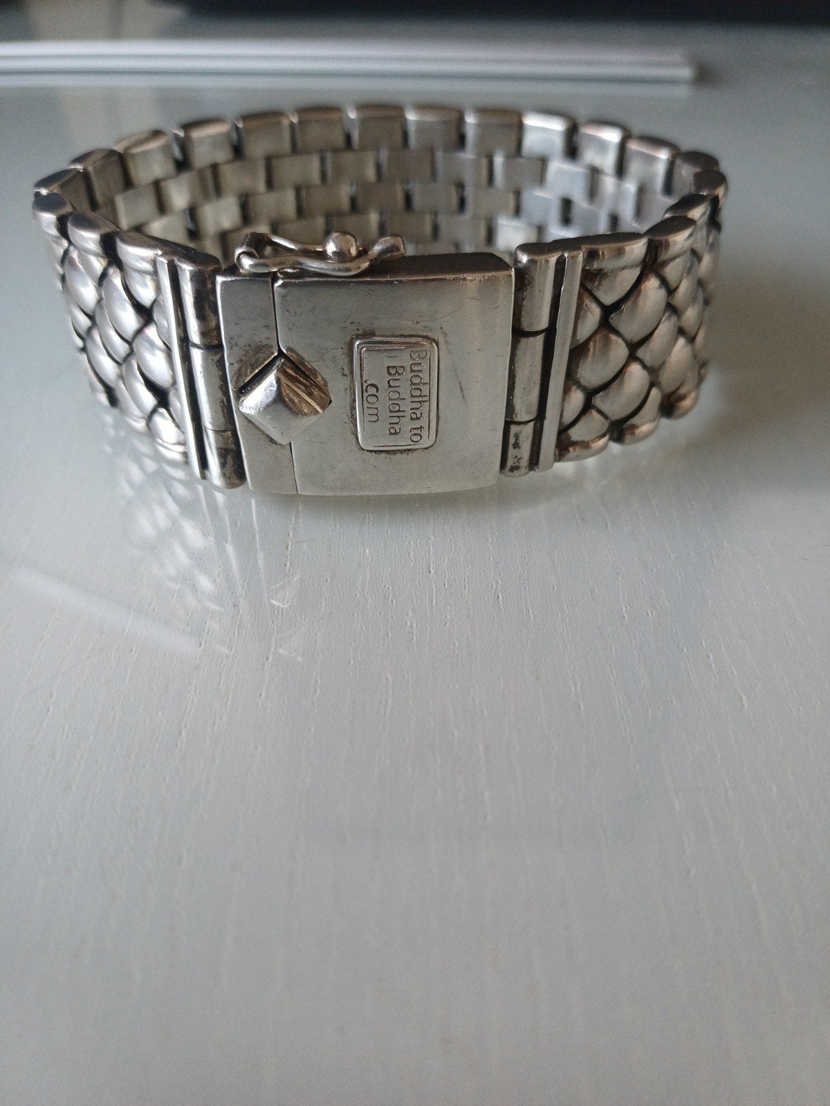 grote sterling zilveren Buddha to Buddha armband, Handtassen en Accessoires, Armbanden, Ophalen of Verzenden, Zilver, Zilver