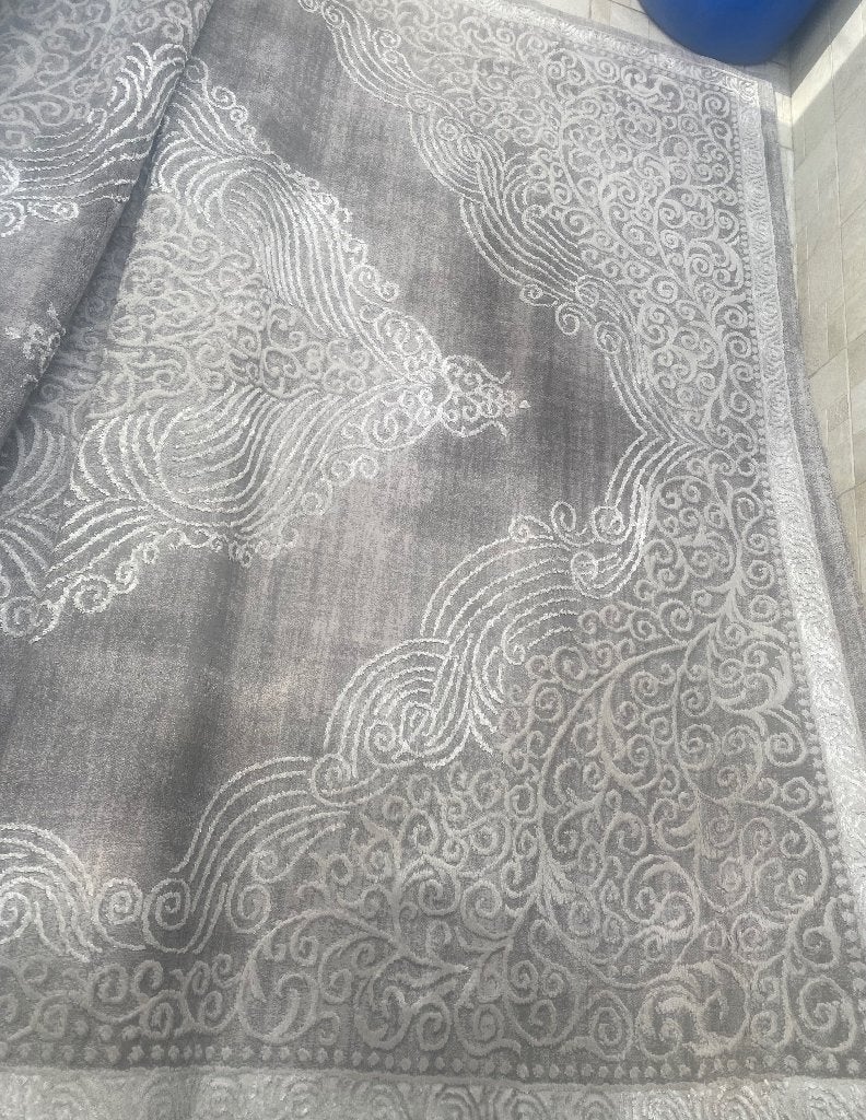 TAPIS XXL 240x330cm Gris Oriental Épais Salon Chambre Liège, Enlèvement, Gris