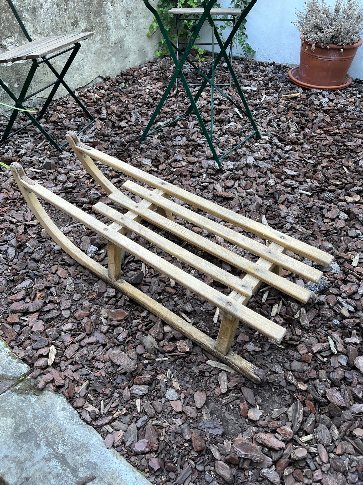 Gratuit - Ancienne luge Davos en bois, Enlèvement, Utilisé, Bois