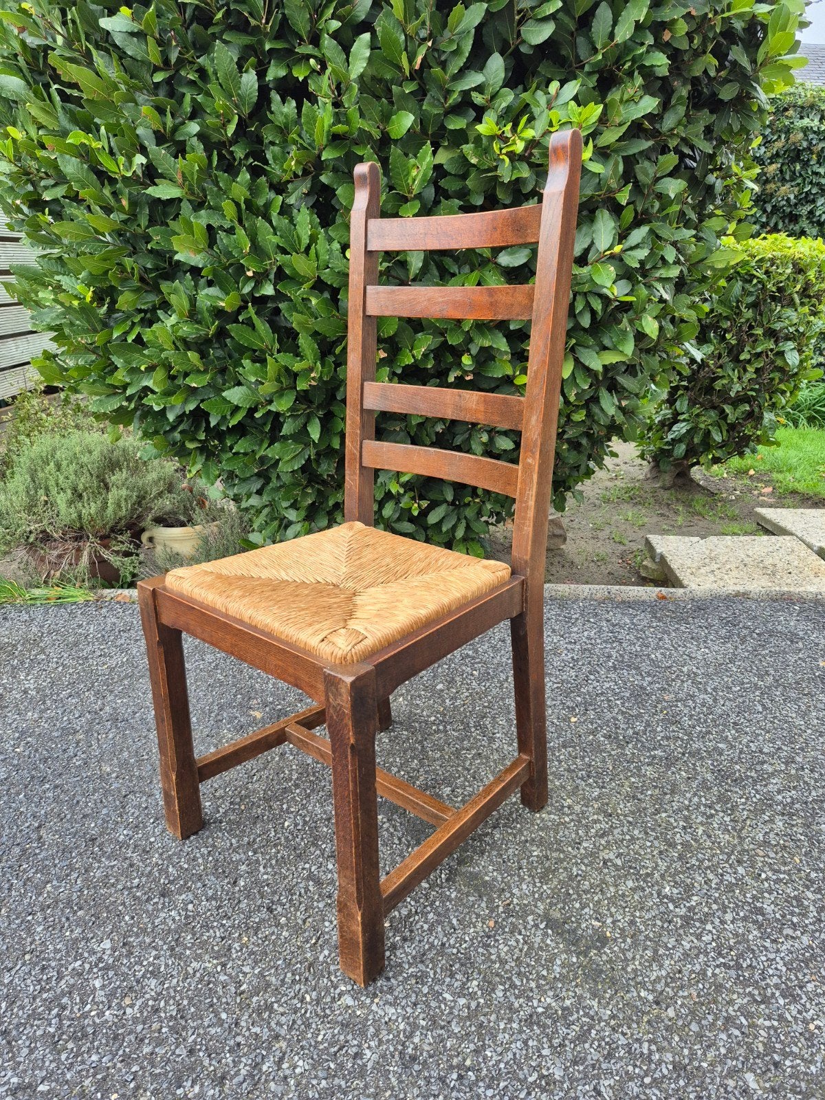 6 houten stoelen met rieten zitting, Antiek en Kunst, Ophalen