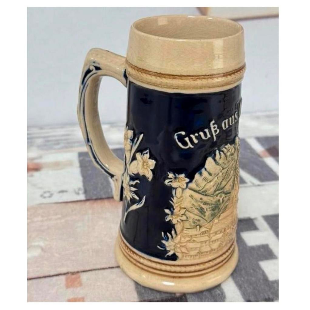 Chope à bière allemande vintage en grès allemand Royal Palm, Enlèvement ou Envoi, Comme neuf, Chope(s)