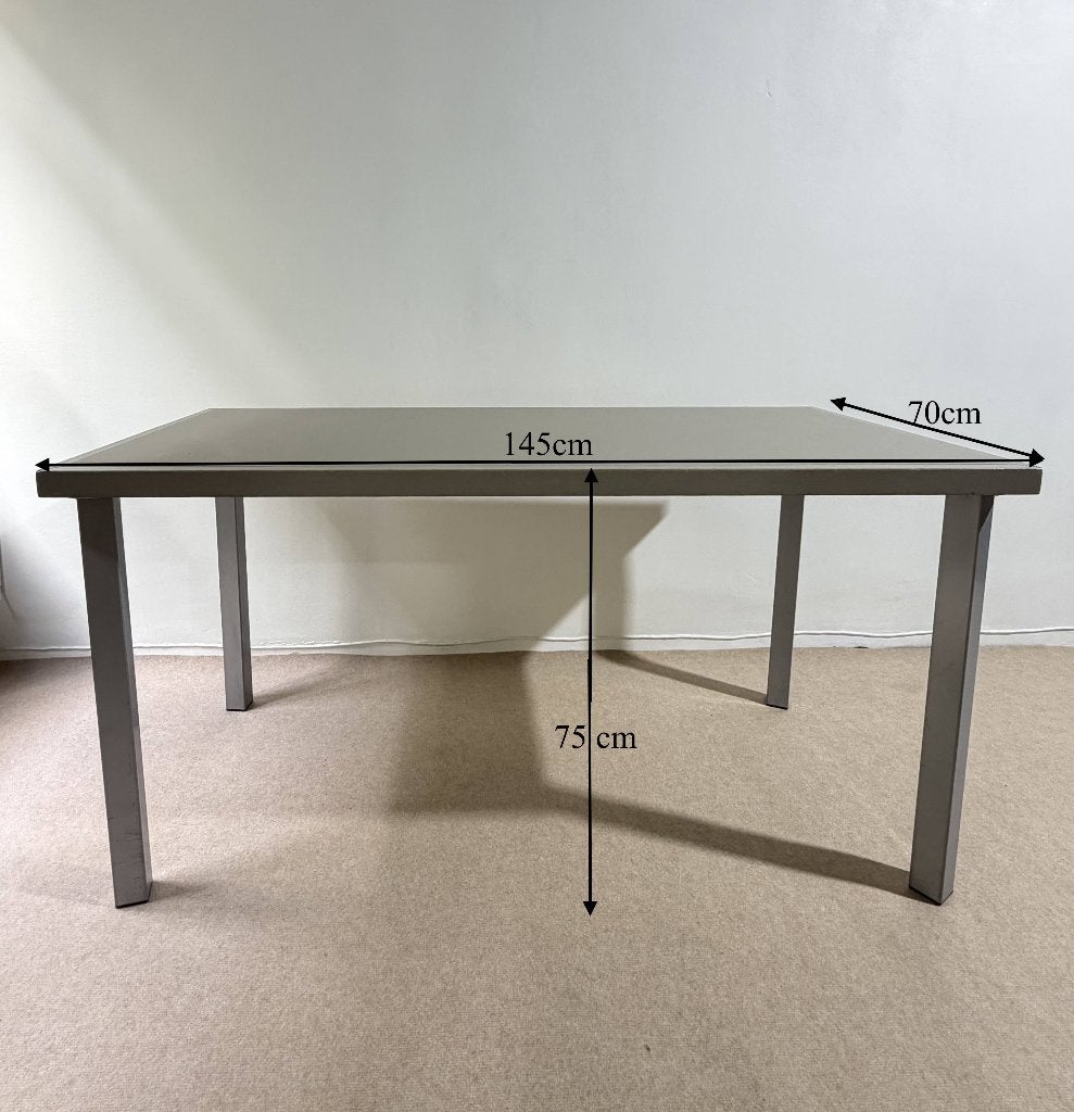 houten tafel met tafelblad in linoleum, Ophalen, Gebruikt, 100 tot 150 cm, 50 tot 100 cm