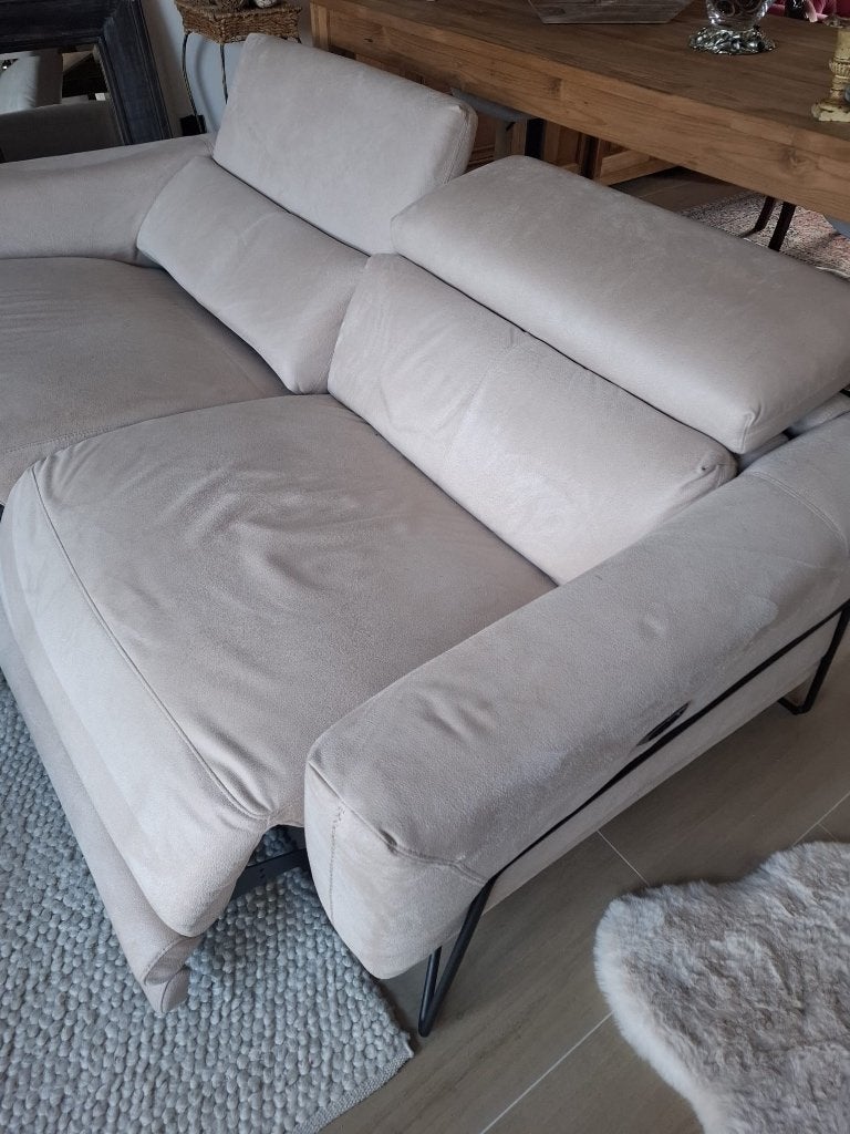 Beige, stoffen elektrische relax zetels. 3-zit en 1-zit, Huis en Inrichting, Zetels | Zetels, Ophalen, Gebruikt, 75 tot 100 cm