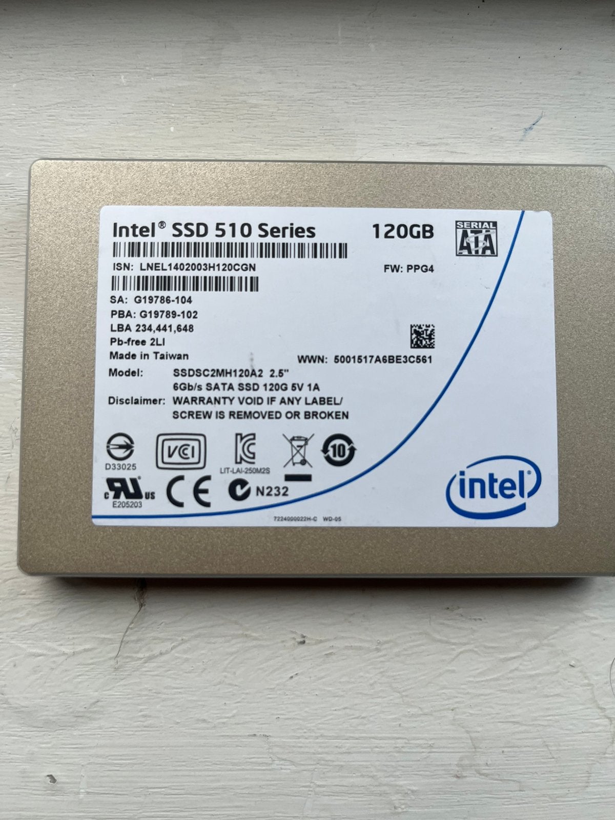Intel SSD 510 Series 120GB, Computers en Software, Harde schijven, Ophalen, Zo goed als nieuw, SATA, SSD