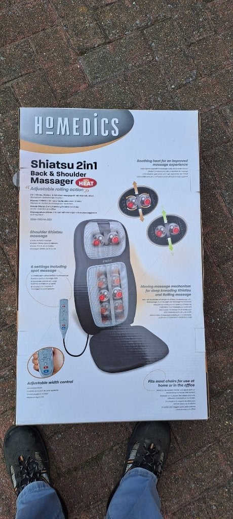 HoMedics Shiatsu 2-in-1 rug- en schoudermassageapparaat, Sport en Fitness, Massageproducten, Ophalen, Apparaat