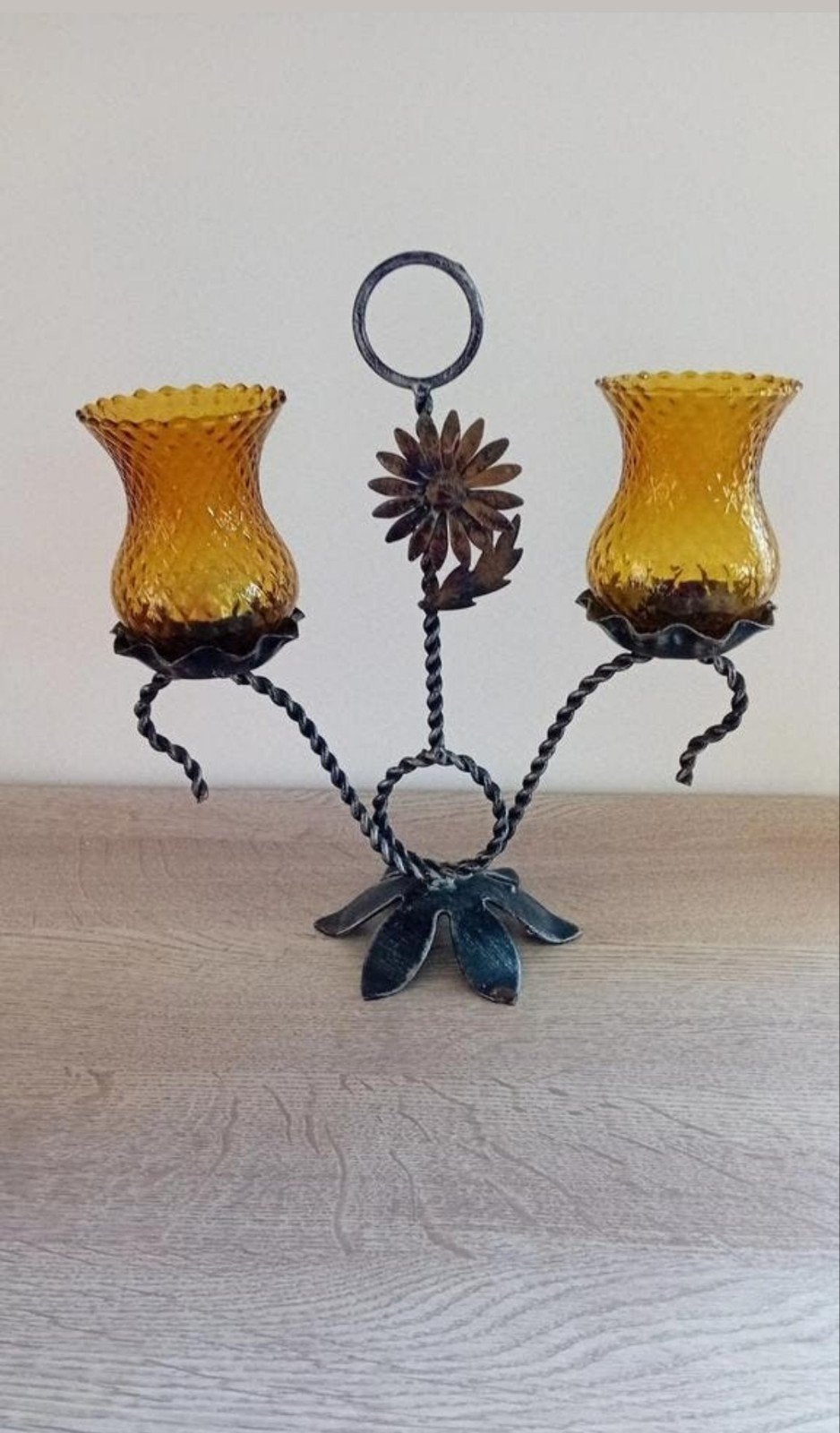 Chandelier vintage en fer forgé, Maison & Meubles, Accessoires pour la Maison | Bougeoirs & Bougies, Comme neuf, Chandelier, 25 à 50 cm