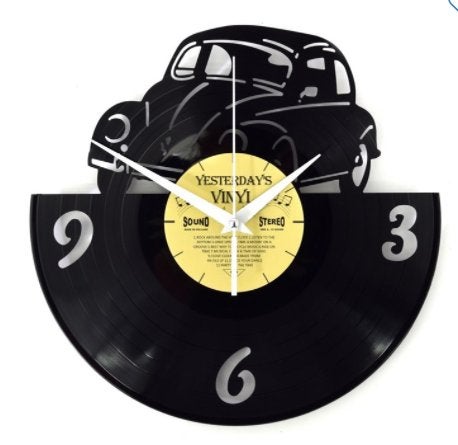 Horloge murale en vinyle LP recyclé VW Beetle Volkswagen, Neuf, Enlèvement ou Envoi, Vintage, Noir