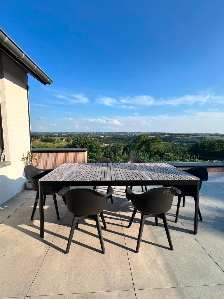 Table en bois extérieure de jardin Vinci + 6 chaises, Tuin en Terras, Tuintafels, Ophalen, Gebruikt, Rechthoekig, Hout
