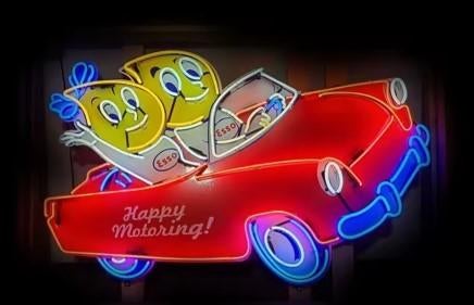 Esso happy motoring auto neon garage showroom reclame decor, Enlèvement ou Envoi, Neuf, Table lumineuse ou lampe (néon)