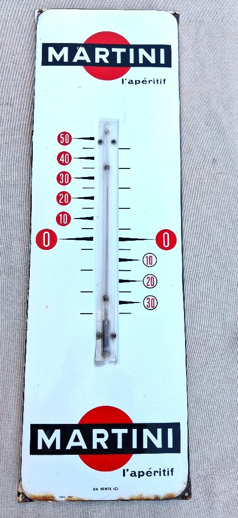 Emaille thermometer Martini 1964, Verzamelen, Ophalen of Verzenden, Zo goed als nieuw, Reclamebord