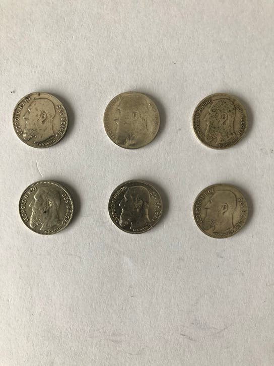 6 mooie zilveren 50 CT Leopold II, Ophalen of Verzenden, Zilver, Losse munt