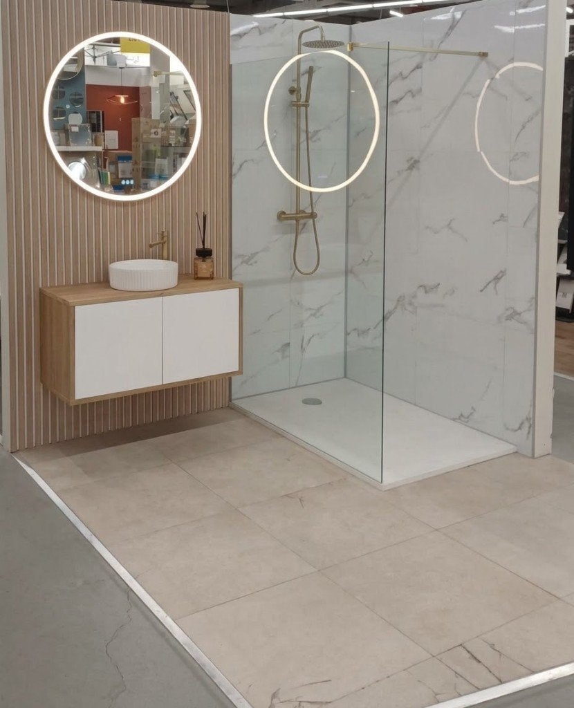 Miroir LED D90 finition dorée, Neuf, Moins de 100 cm, Rond, Enlèvement